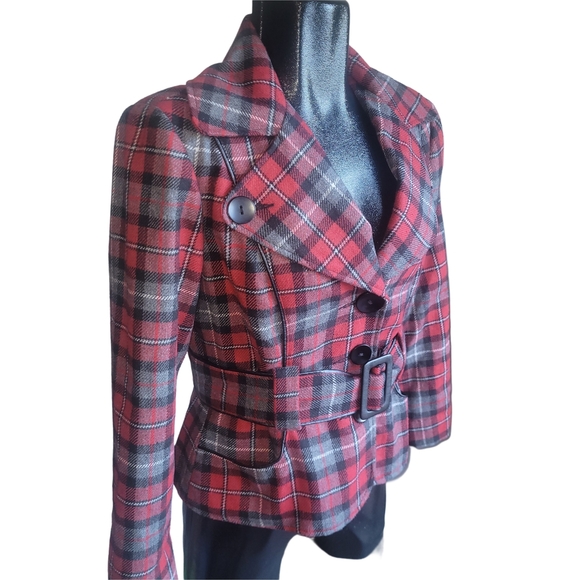 Eclipse Plaid Light Jacket in Red and Gray L - Picture 2 of 6
